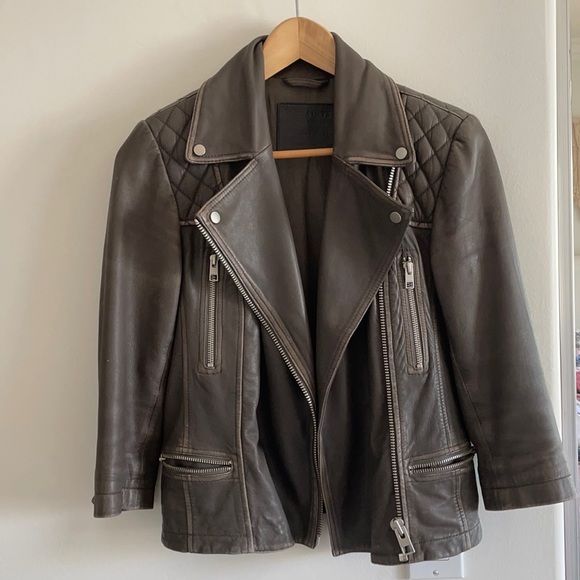 All Saints Leather Biker Jacket - Picture 1 of 9